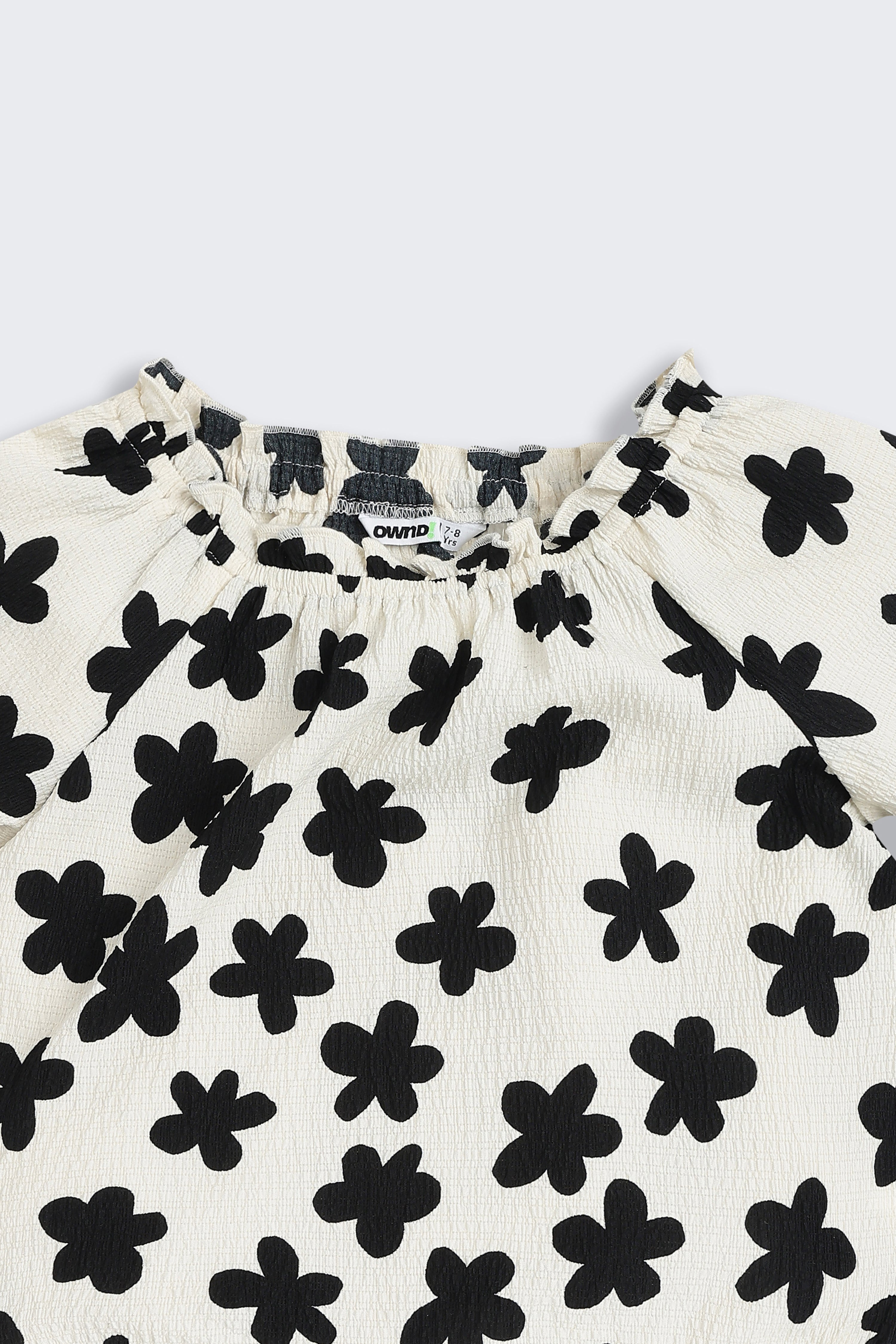 Black Floral Printed Regular Fit Co-ord Set for Girls - Image 6
