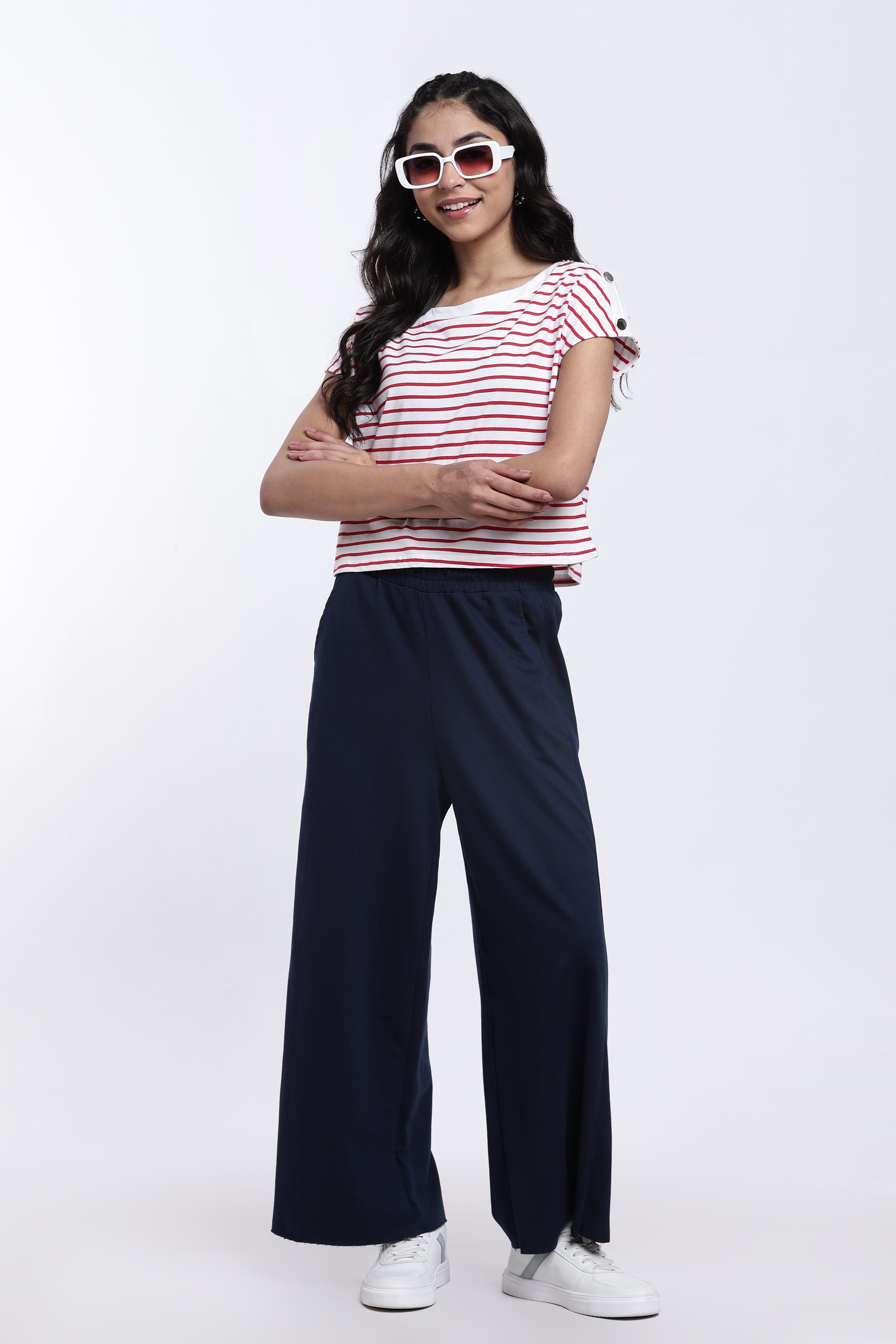 Red Striped Regular Fit Top for Women - Image 6