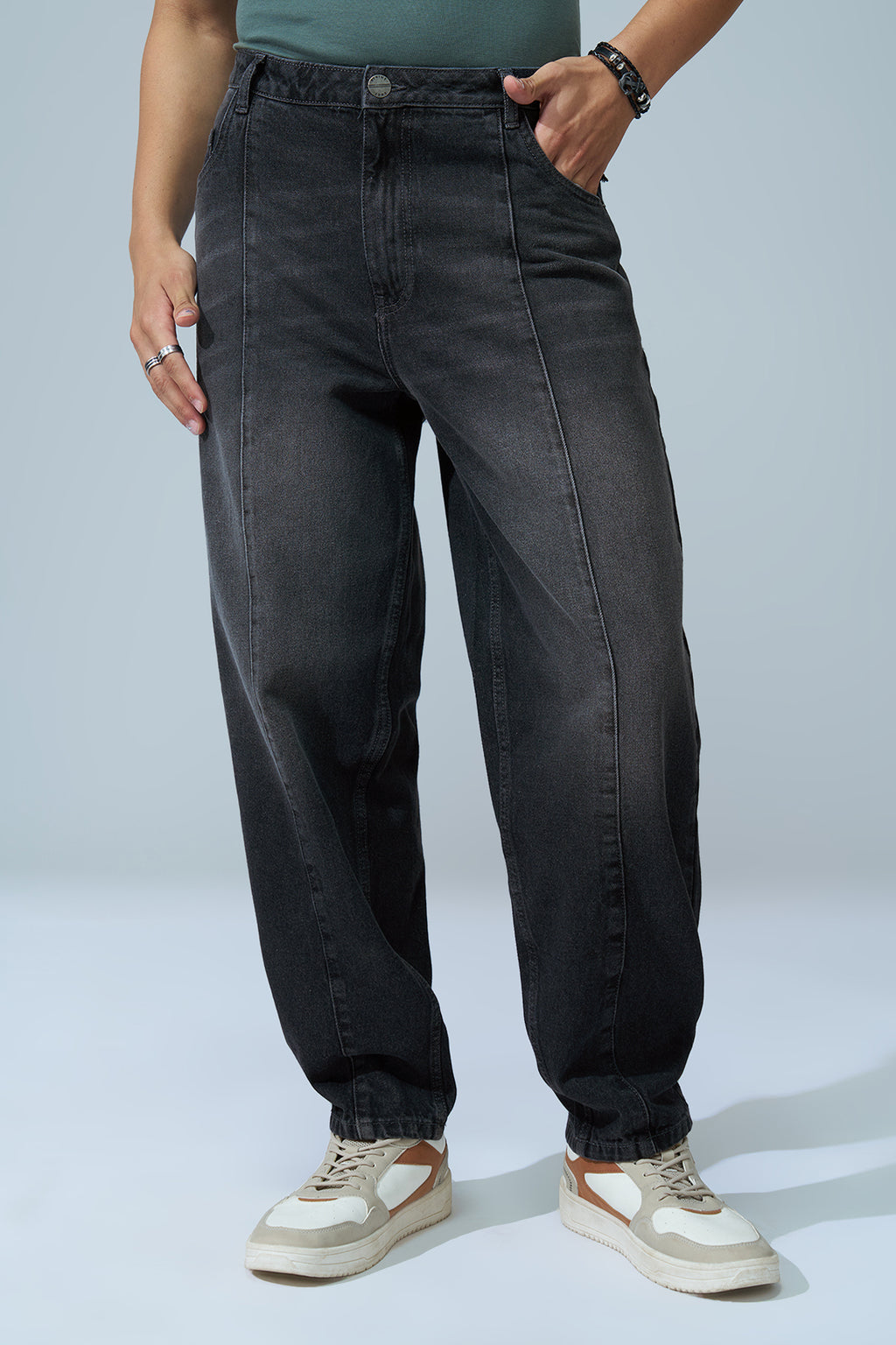 Charcoal Solid Carpenter Fit Jeans for Men - Image 2