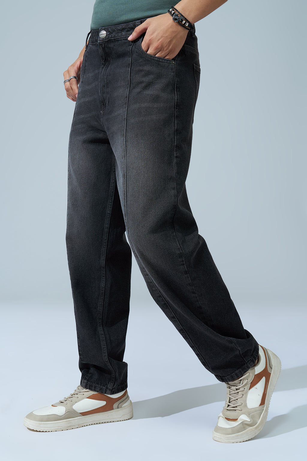 Charcoal Solid Carpenter Fit Jeans for Men - Image 4