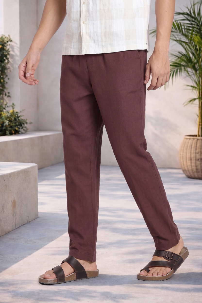 Brown 3 Pocketed Regular Fit Pant For Men - Image 1