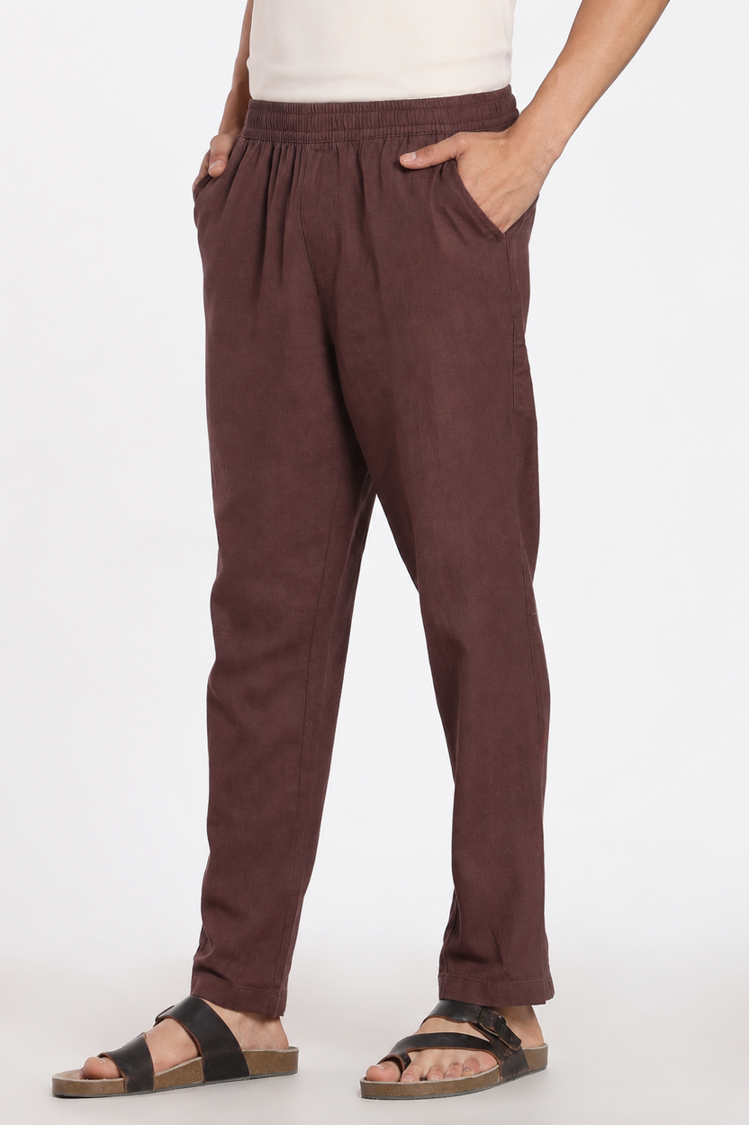 Brown 3 Pocketed Regular Fit Pant For Men - Image 4