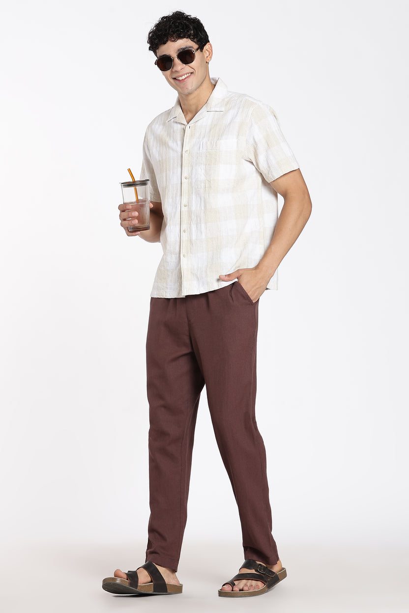Brown 3 Pocketed Regular Fit Pant For Men - Image 6