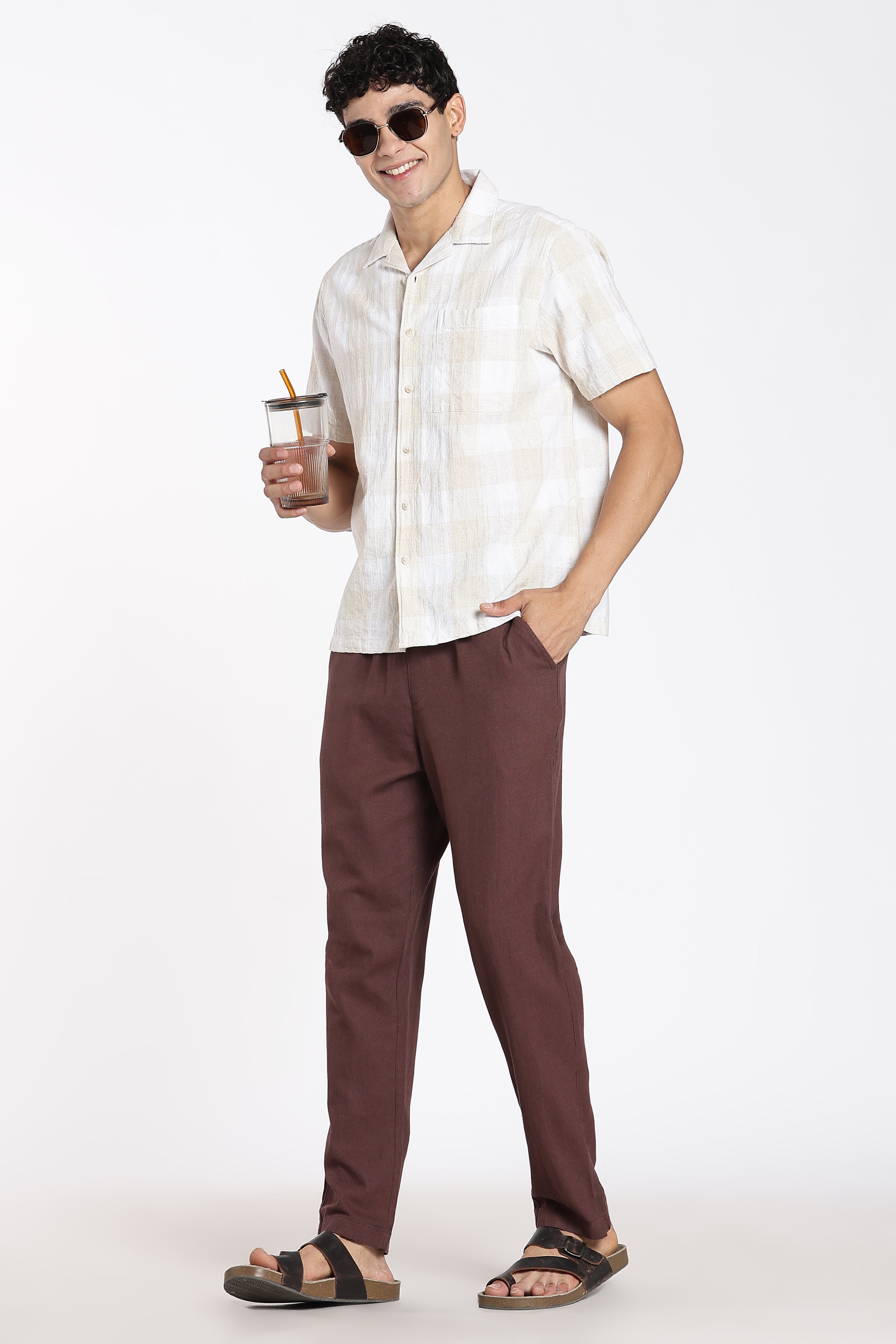Brown 3 Pocketed Regular Fit Pant for Men - Image 6