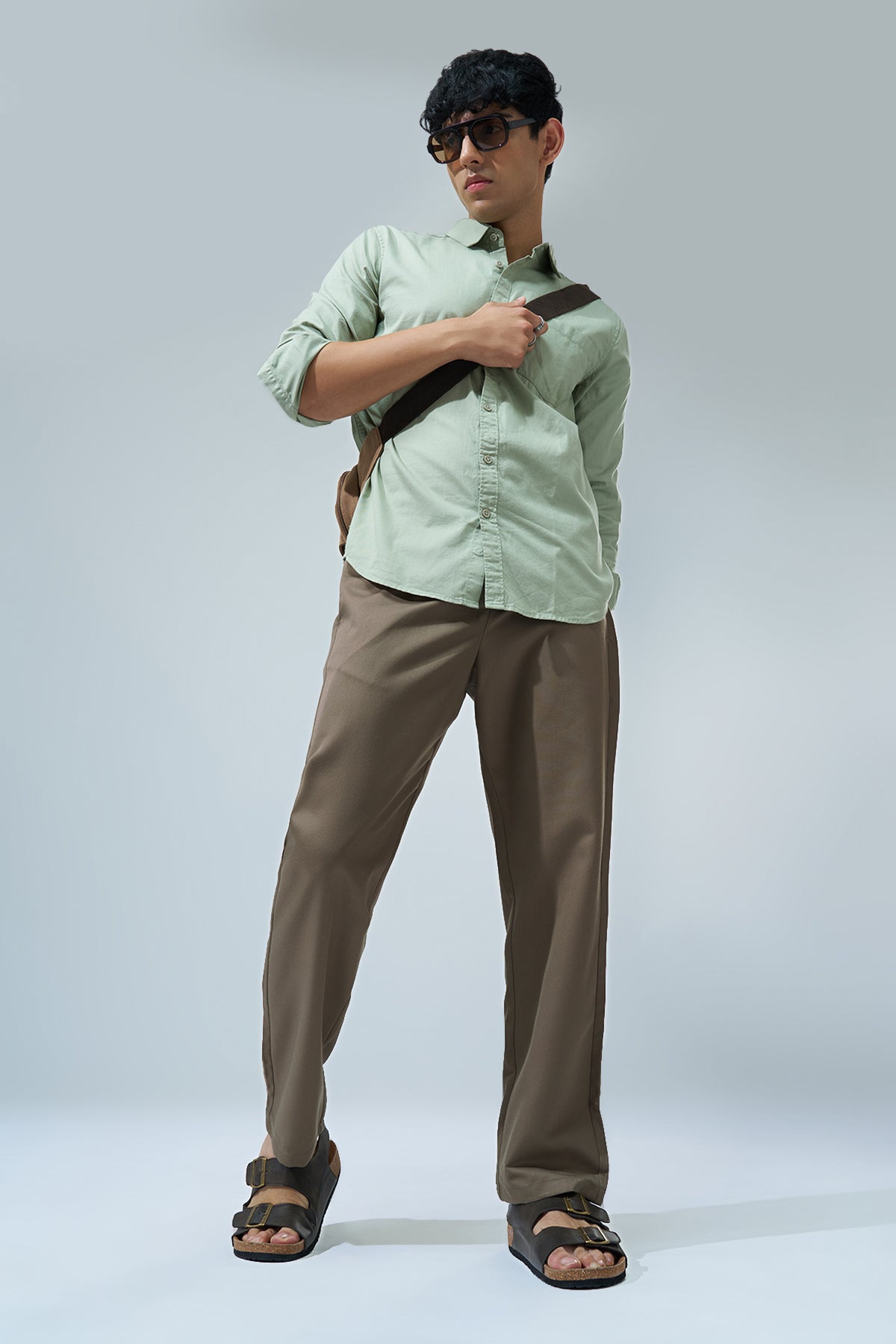 Olive Solid Regular Fit Trouser for Men - Image 6