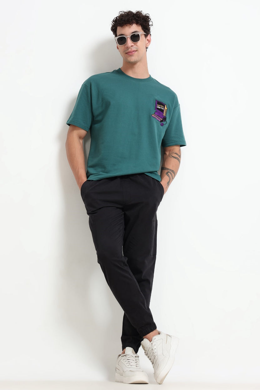 Black Solid Regular Fit Casual Trouser for Men - Image 5