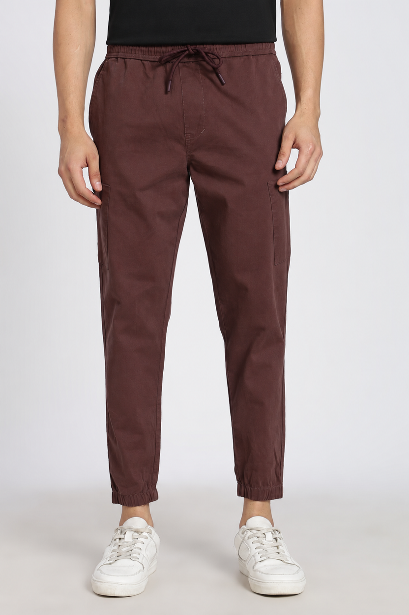 Brown 6 Pocketed Regular Fit Joggers For Men - Image 2