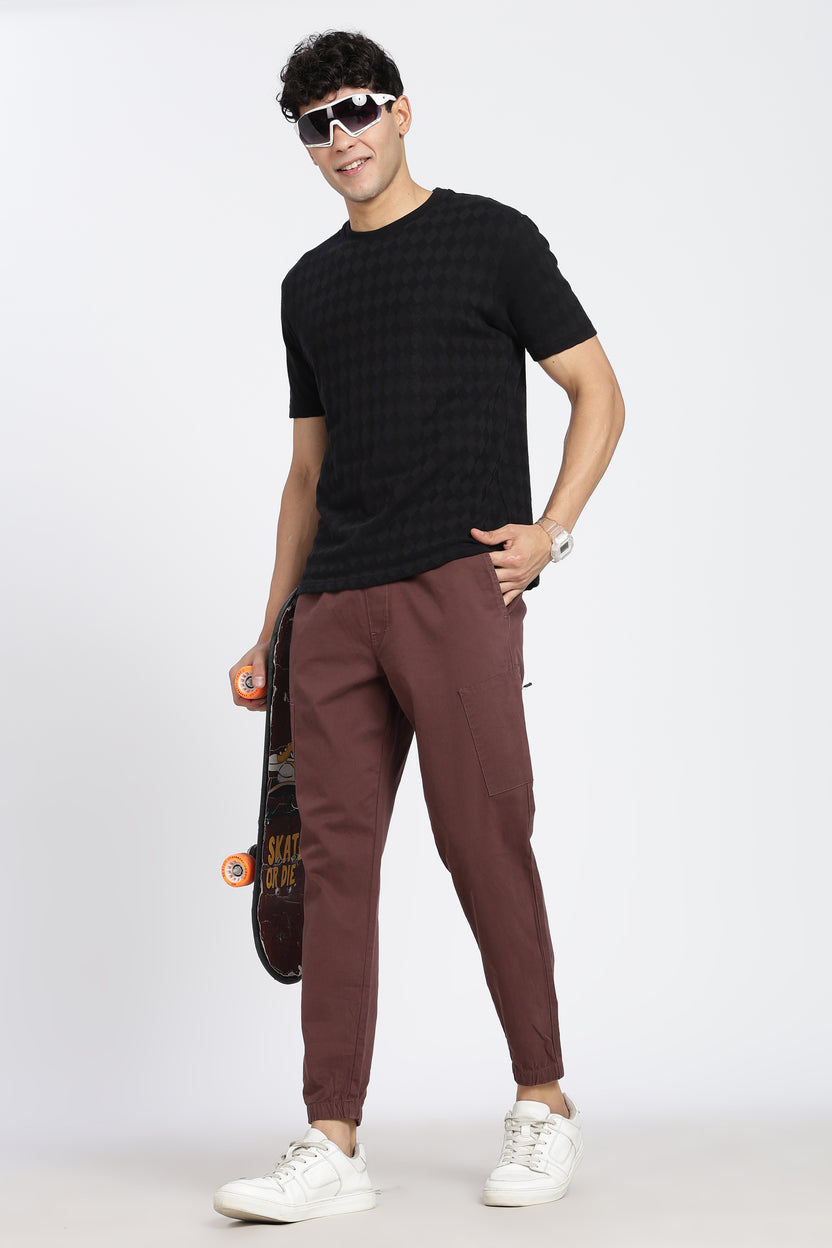 Brown 6 Pocketed Regular Fit Joggers For Men - Image 6