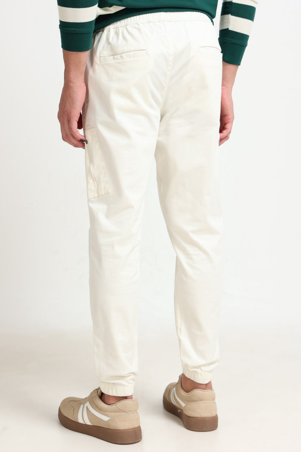 White Solid Regular Fit Joggers for Men - Image 4
