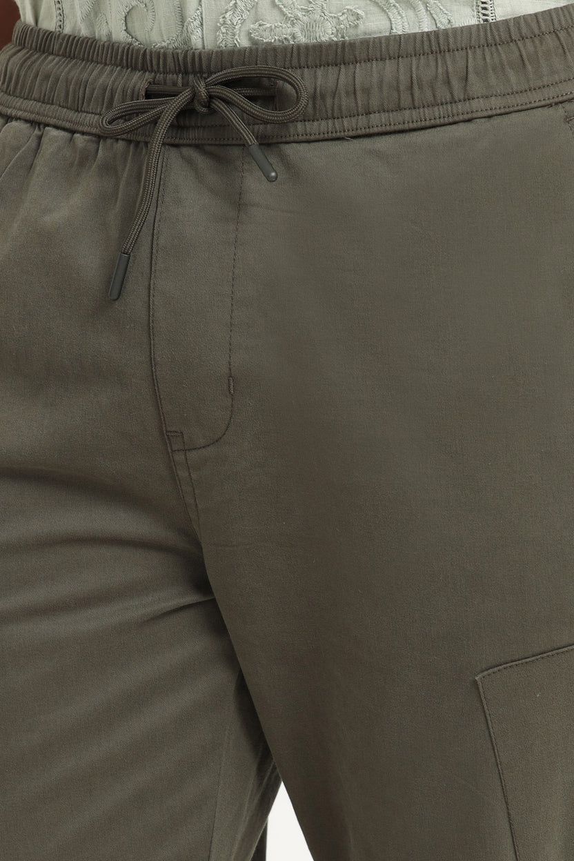 Olive Solid Regular Fit Joggers for Men - Image 2