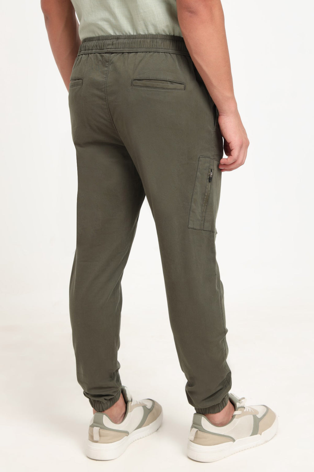 Olive Solid Regular Fit Joggers for Men - Image 4