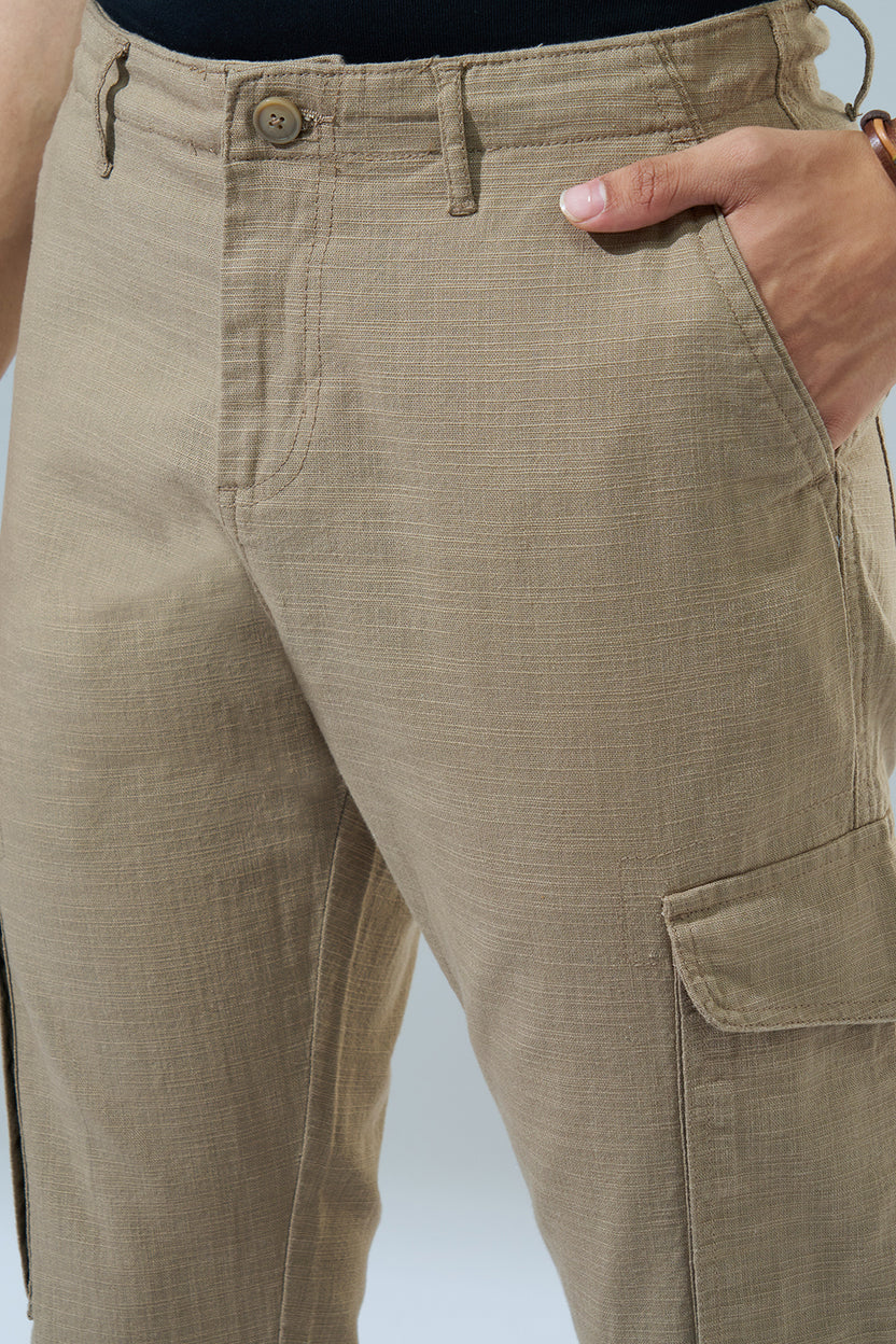 Beige Regular Fit Casual Trouser for Men - Image 3