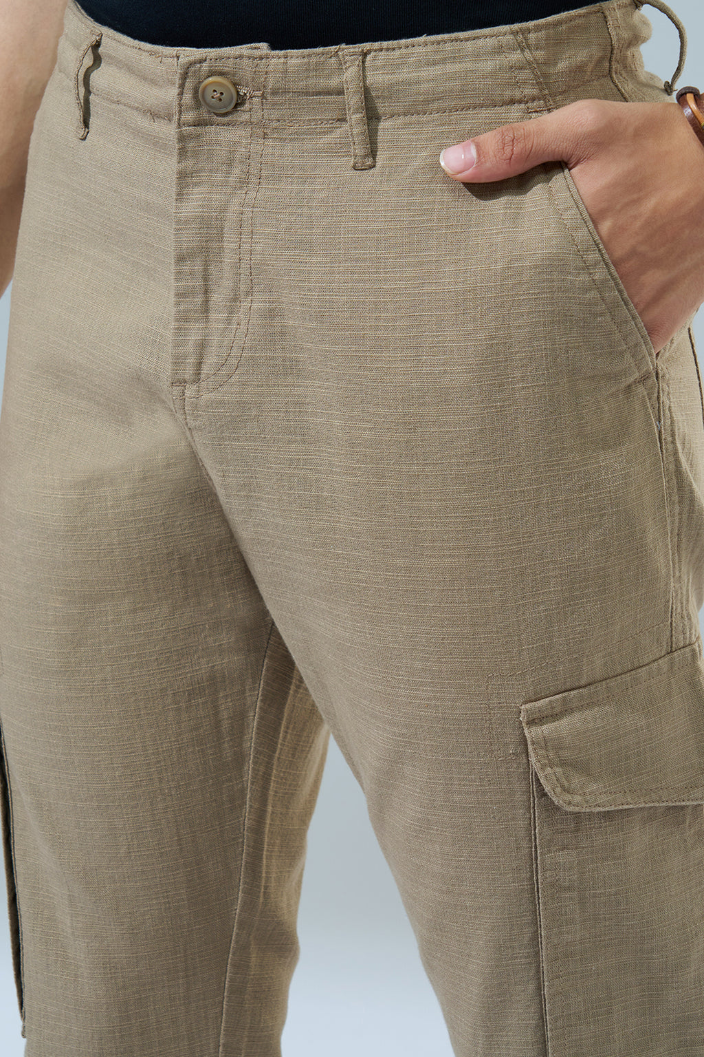 Beige Regular Fit Casual Trouser for Men - Image 3