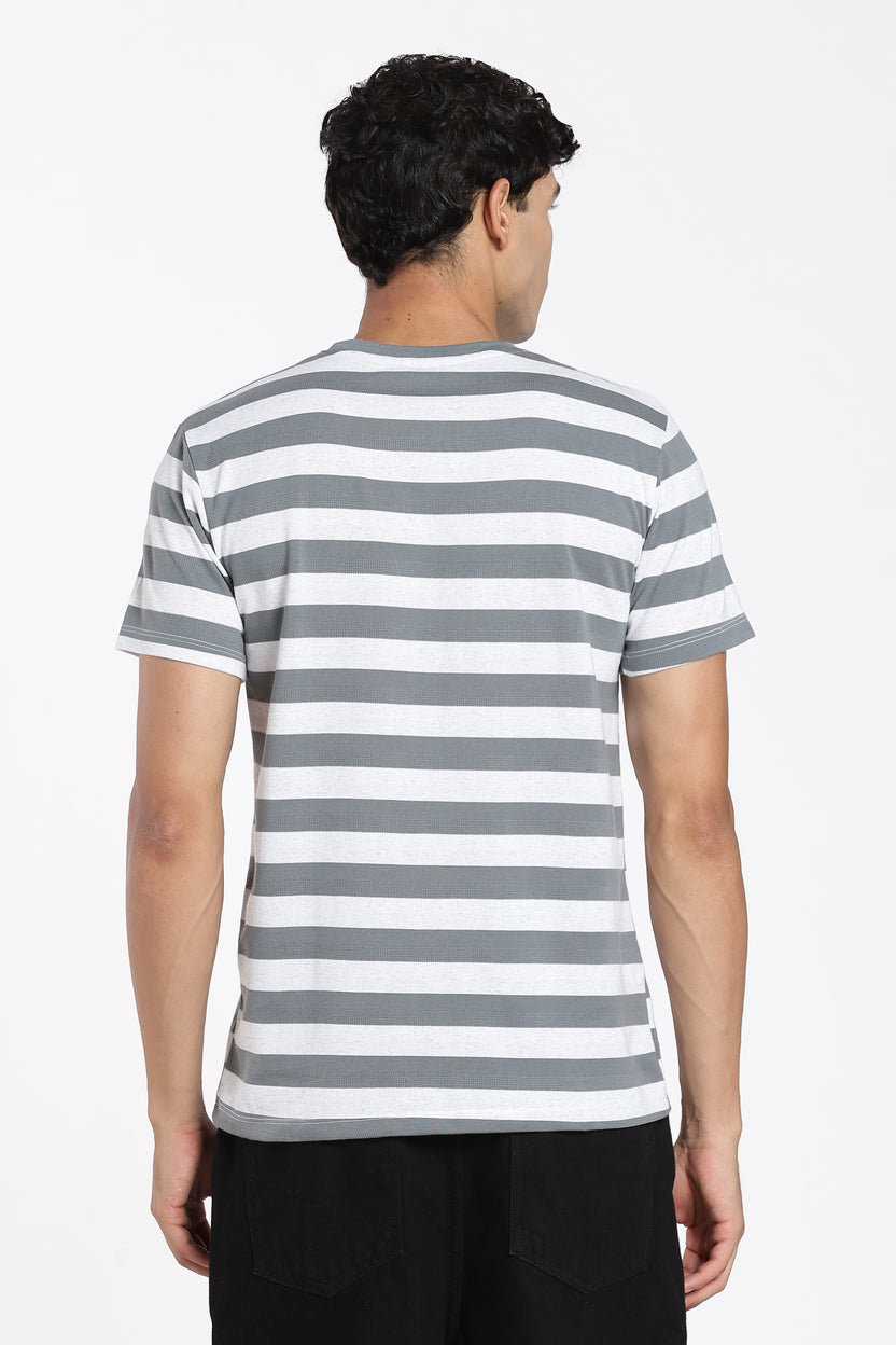 Grey Stripes Regular Fit T-Shirt For Men - Image 5
