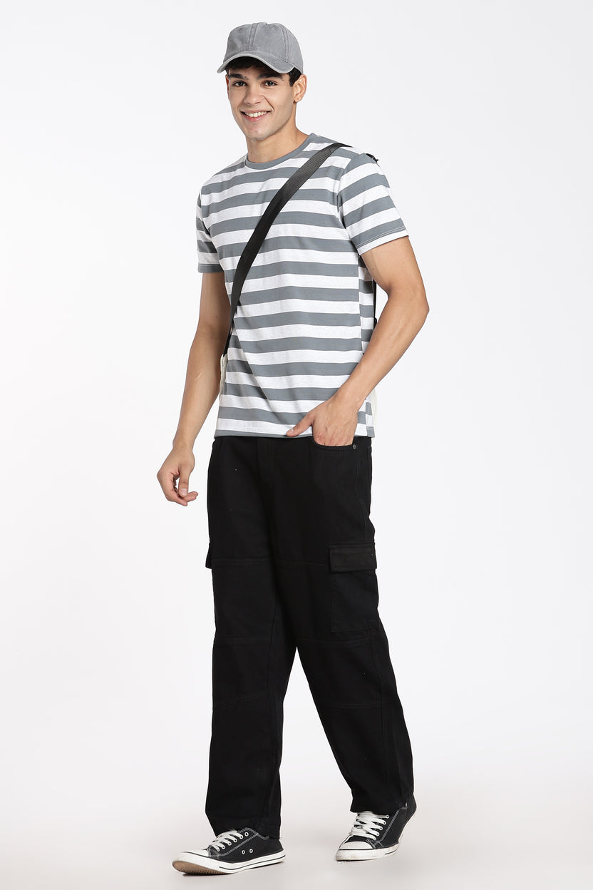 Grey Stripes Regular Fit T-Shirt For Men - Image 6
