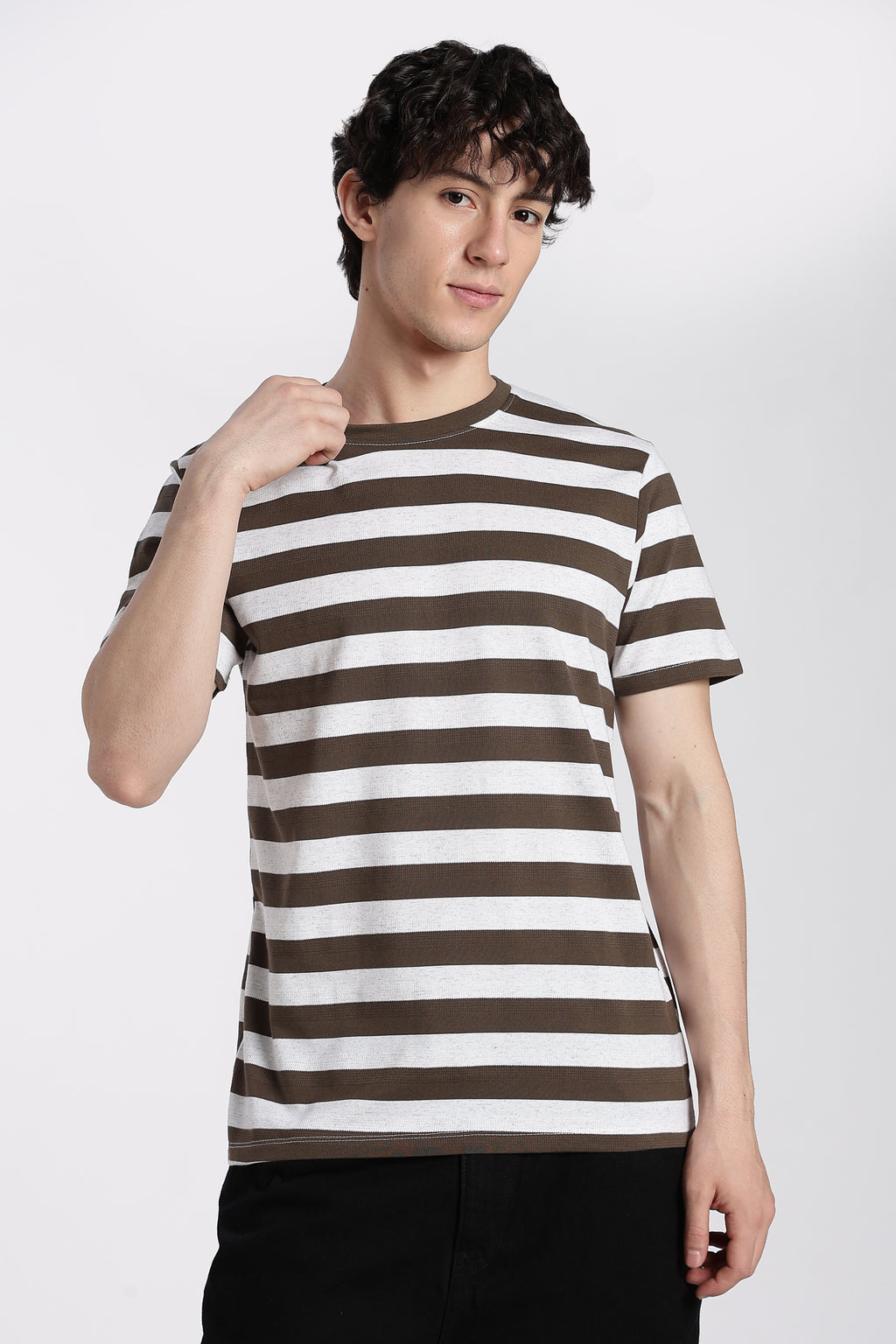 Chocolate Stripes Regular Fit T-Shirt for Men - Image 2