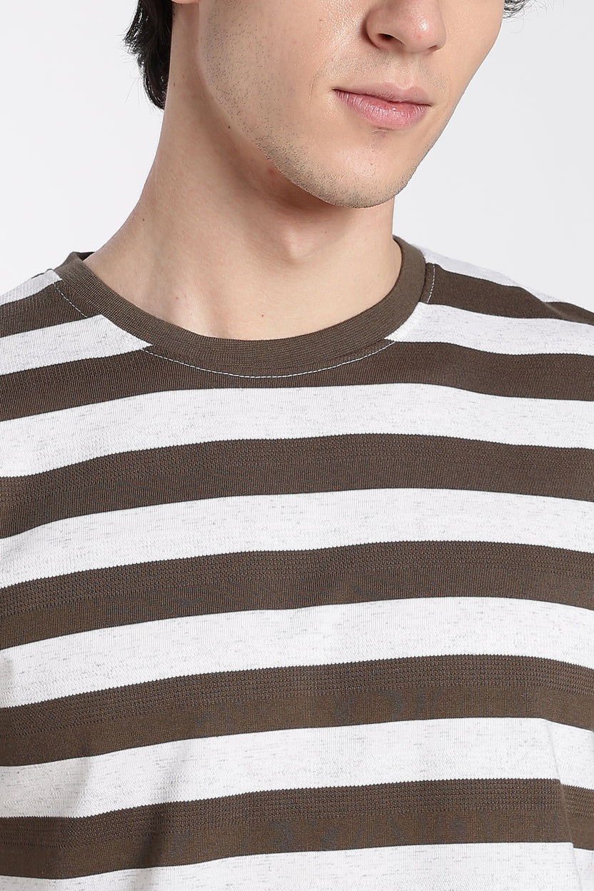 Chocolate Stripes Regular Fit T-Shirt for Men - Image 3