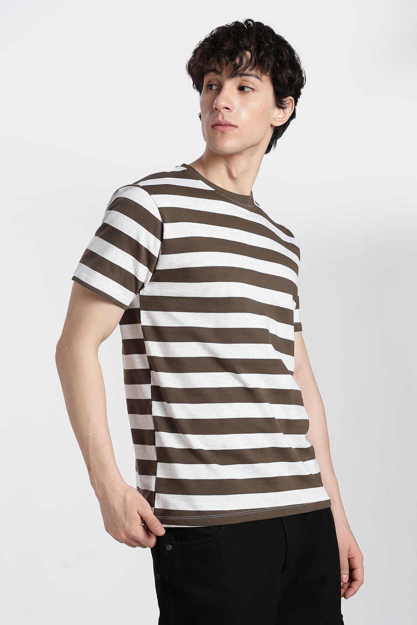 Chocolate Stripes Regular Fit T-Shirt for Men - Image 4