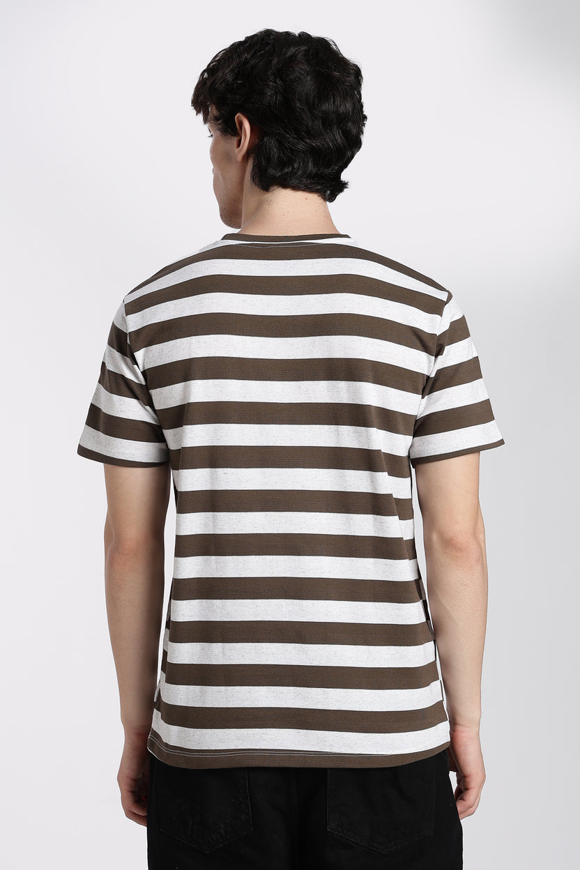 Chocolate Stripes Regular Fit T-Shirt for Men - Image 5