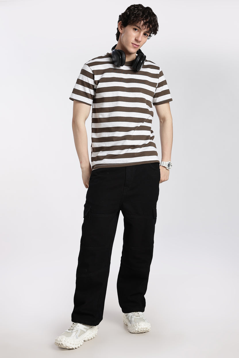 Chocolate Stripes Regular Fit T-Shirt for Men - Image 6