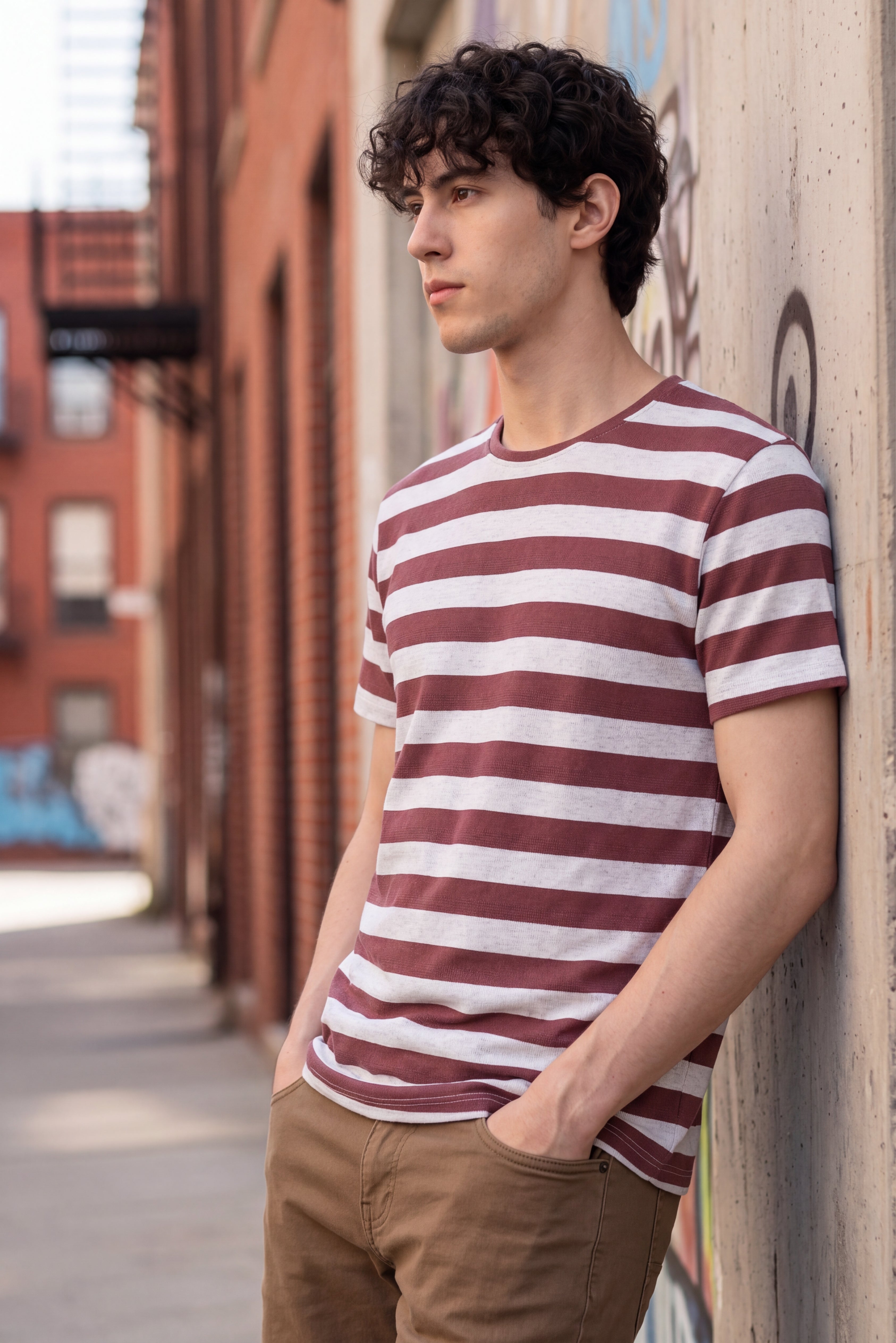 Rust Stripes Regular Fit T-Shirt for Men - Image 1