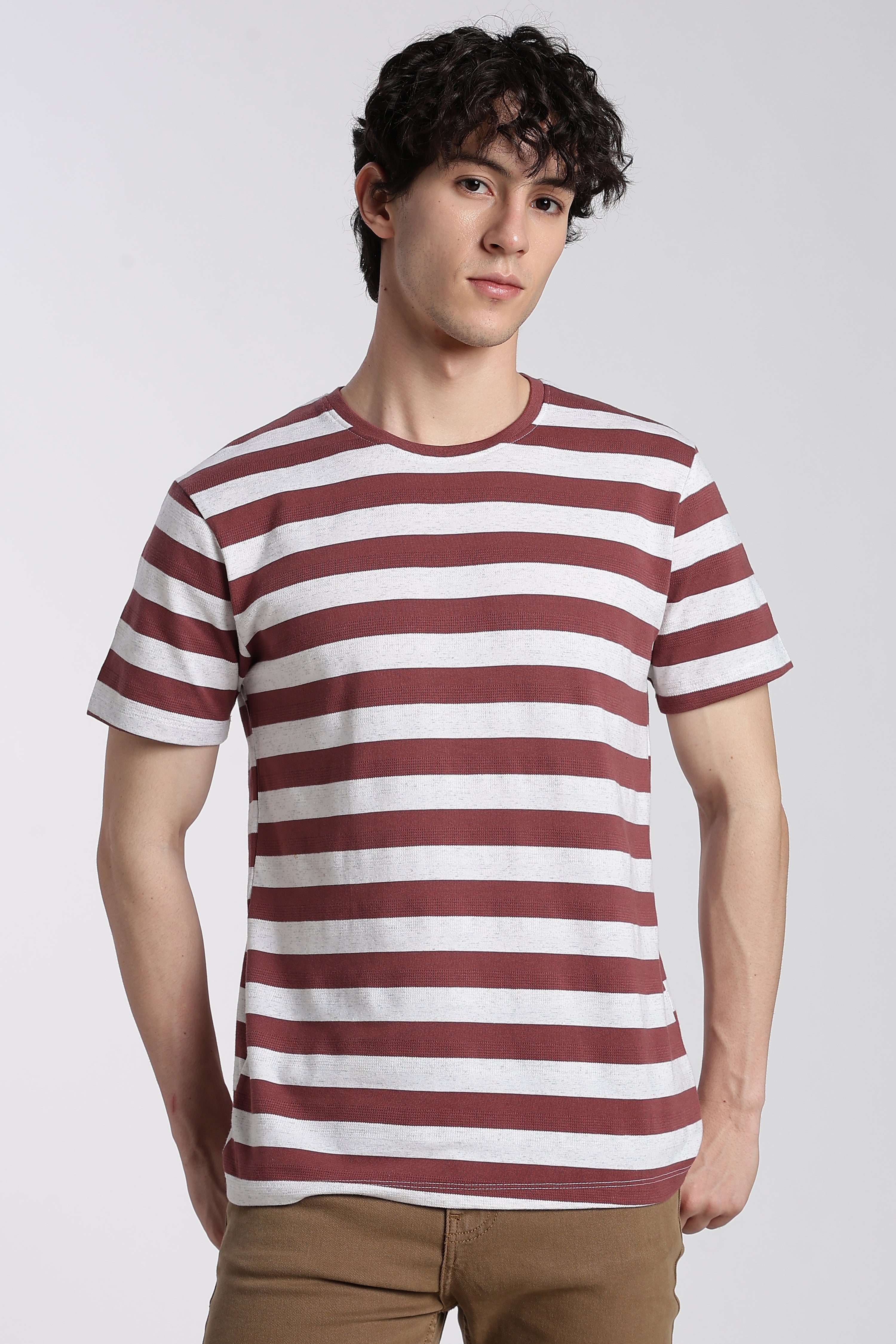 Rust Stripes Regular Fit T-Shirt for Men - Image 2