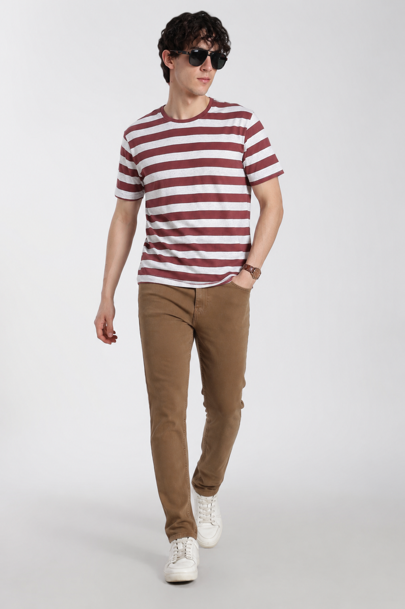 Rust Stripes Regular Fit T-Shirt for Men - Image 6