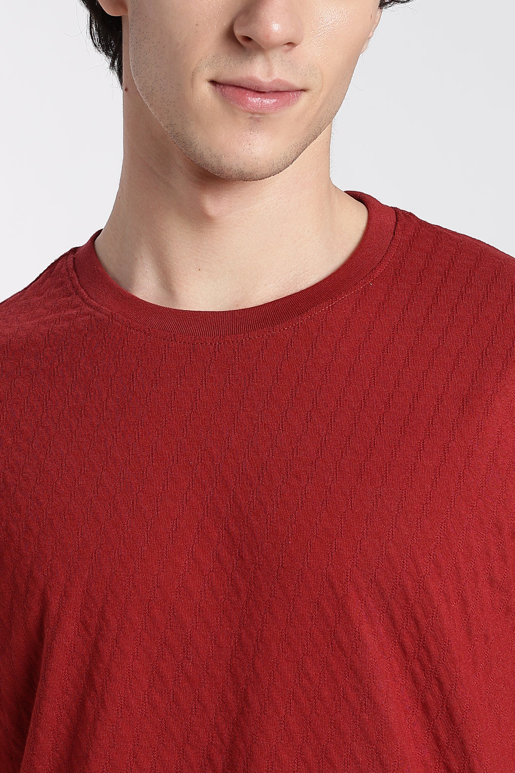Rust Textured Regular Fit T-Shirt for Men - Image 3