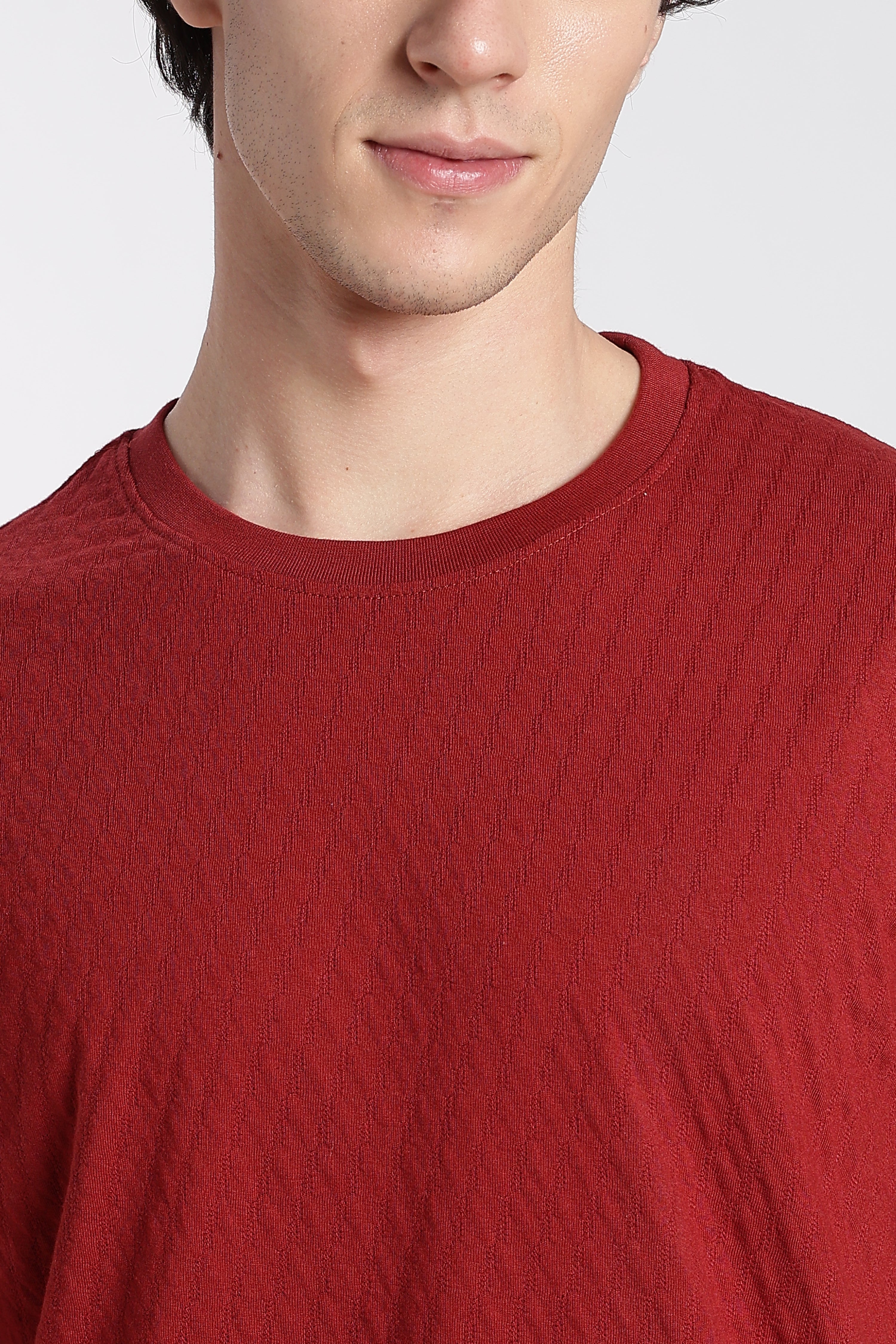 Rust Textured Regular Fit T-Shirt for Men - Image 3