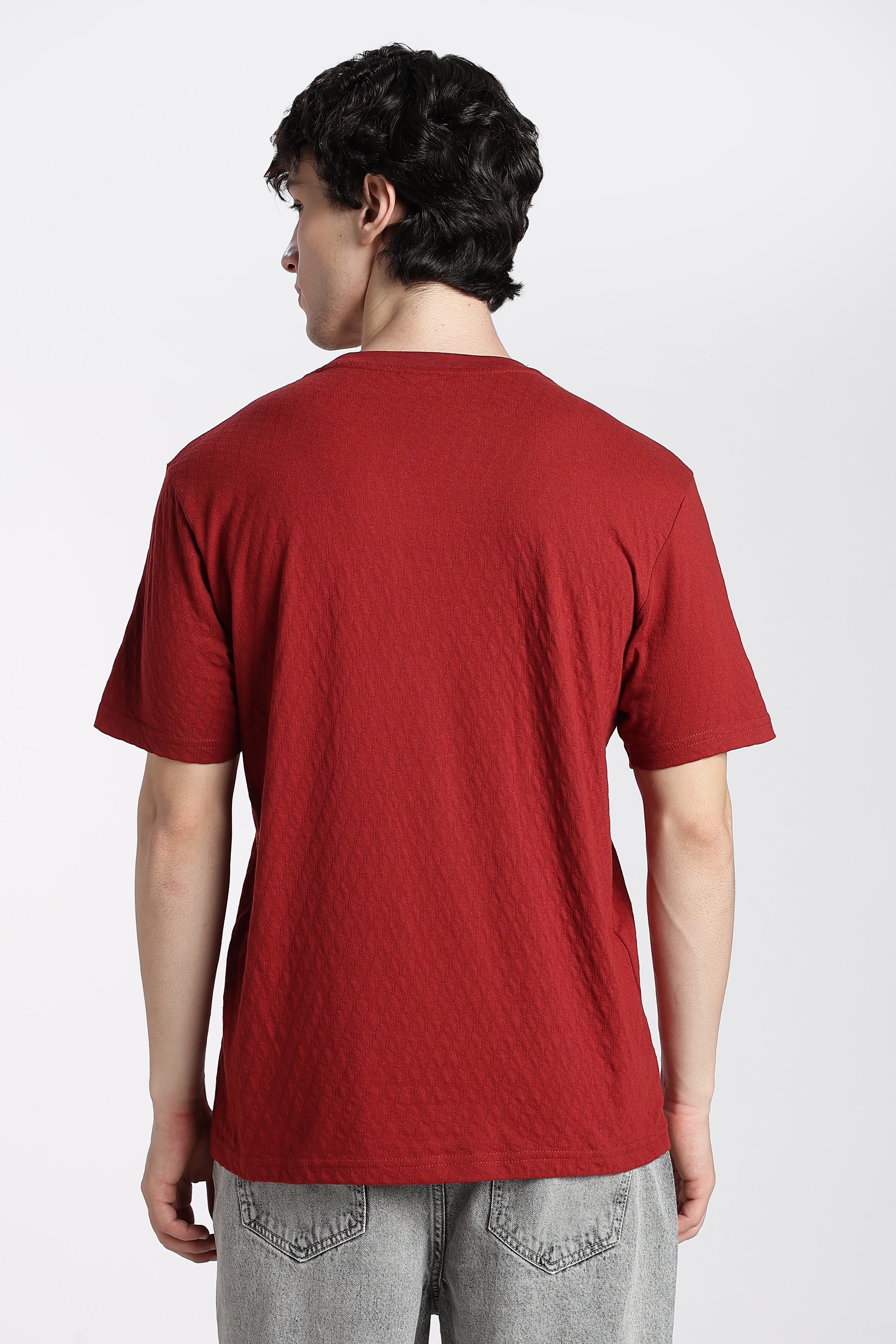 Rust Textured Regular Fit T-Shirt for Men - Image 5
