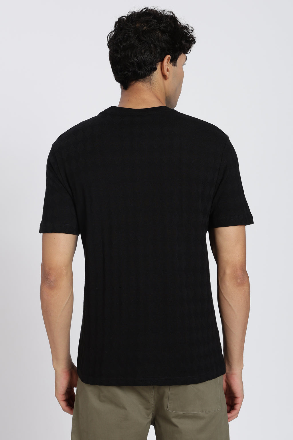 Black Cotton Blend Regular Fit T-Shirt for Men - Image 5