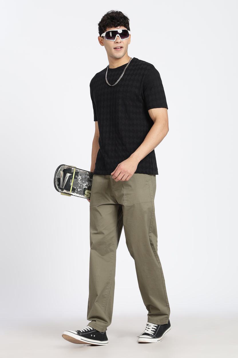 Black Cotton Blend Regular Fit T-Shirt for Men - Image 6