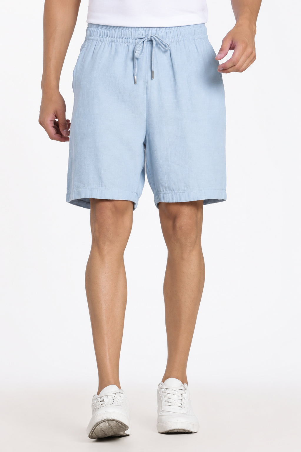 Blue Solid Regular Fit Shorts for Men - Image 2