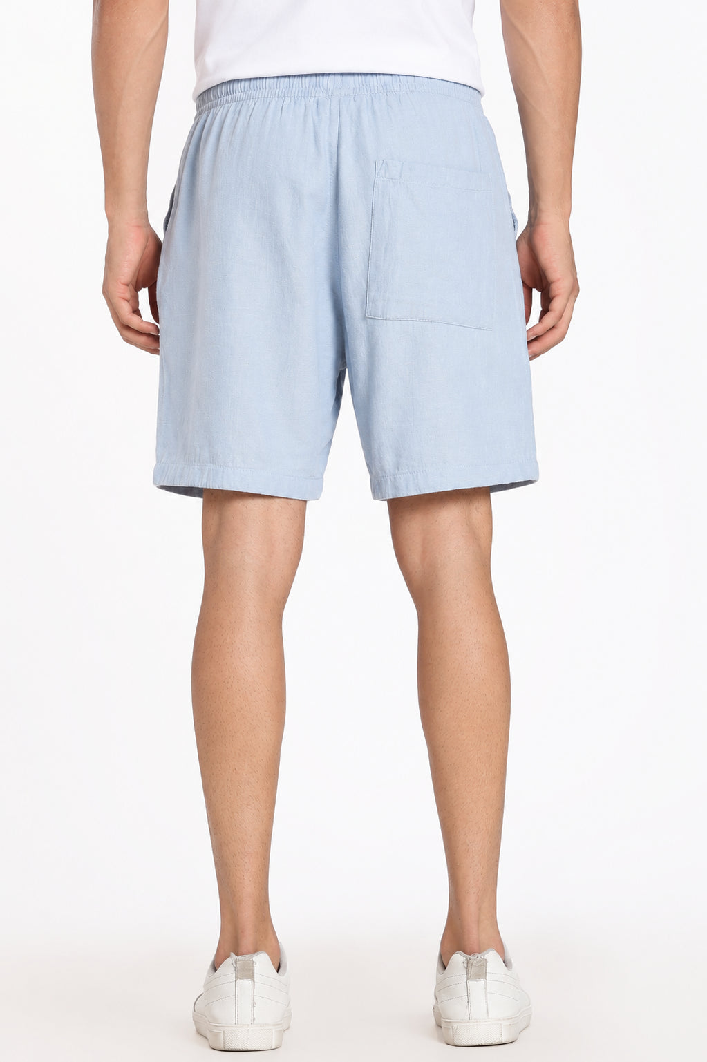 Blue Solid Regular Fit Shorts for Men - Image 5