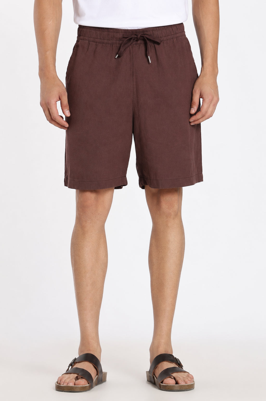 Brown Solid Regular Fit Shorts for Men - Image 2