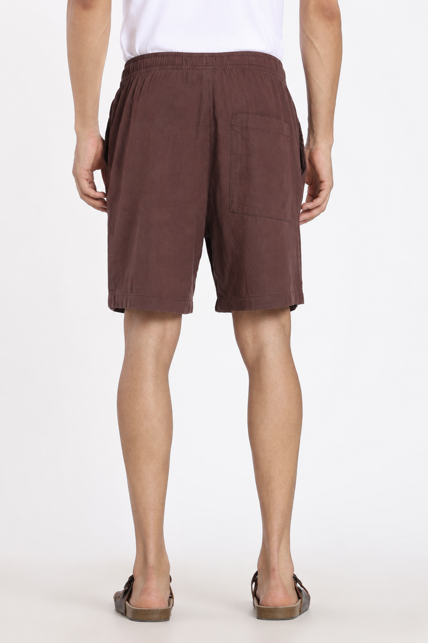 Brown Solid Regular Fit Shorts for Men - Image 5