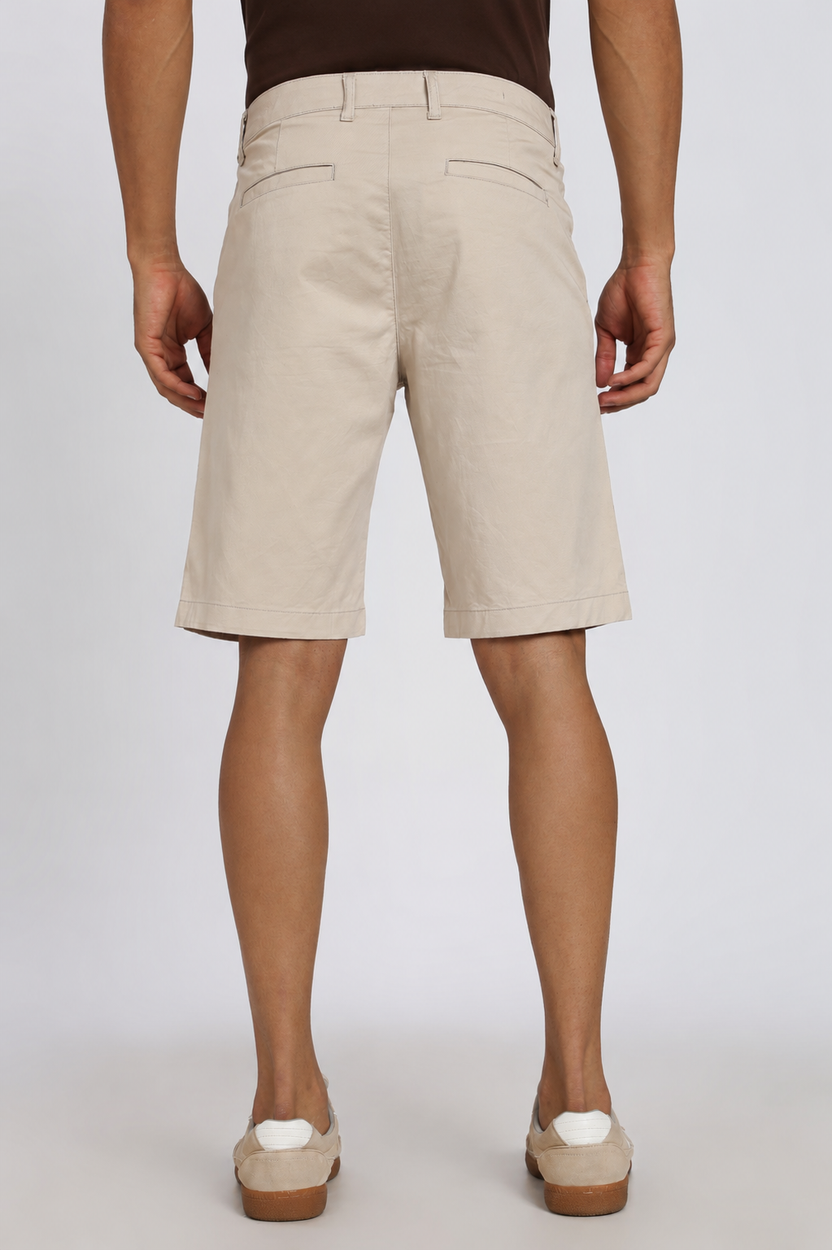 Beige 4 Pocketed Regular Fit Shorts For Men - Image 5