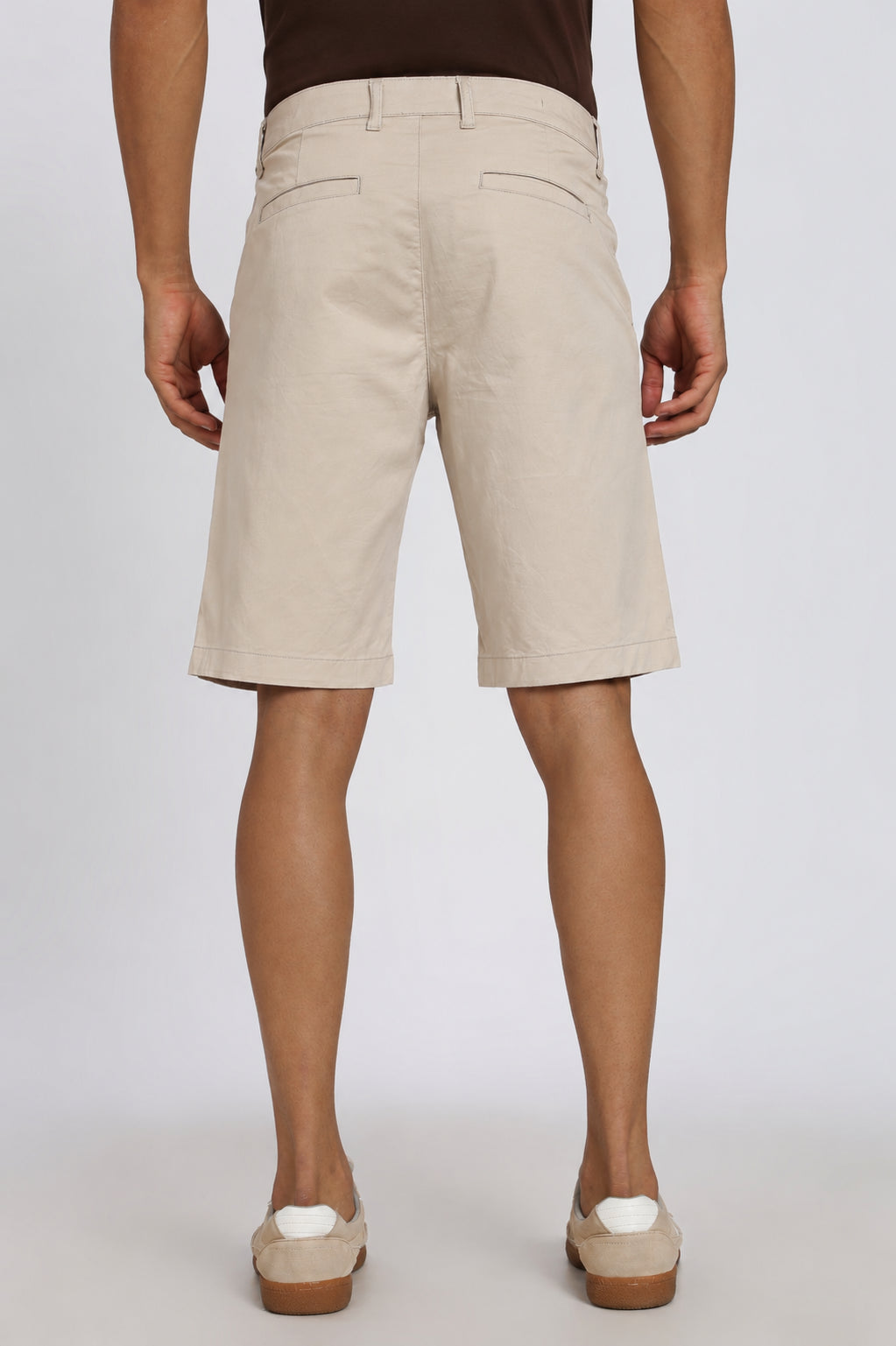 Beige 4 Pocketed Regular Fit Shorts For Men - Image 5