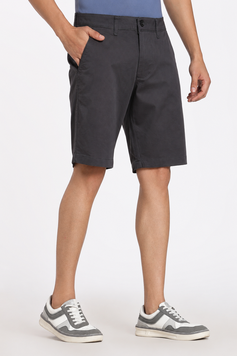 Black Solid Regular Fit Shorts For Men - Image 4