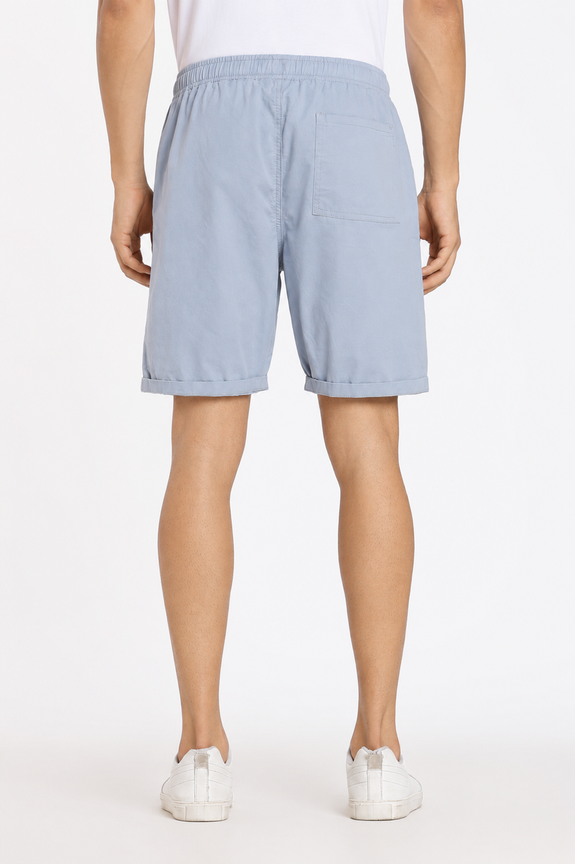 Light Blue 3 Pocketed Regular Fit Shorts For Men - Image 5