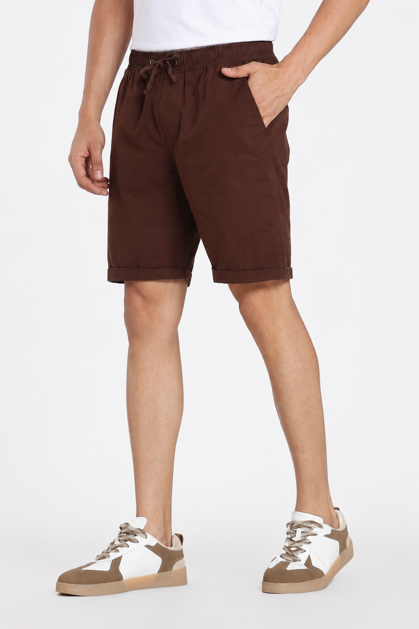 Chocolate 3 Pocketed Regular Fit Shorts For Men - Image 4
