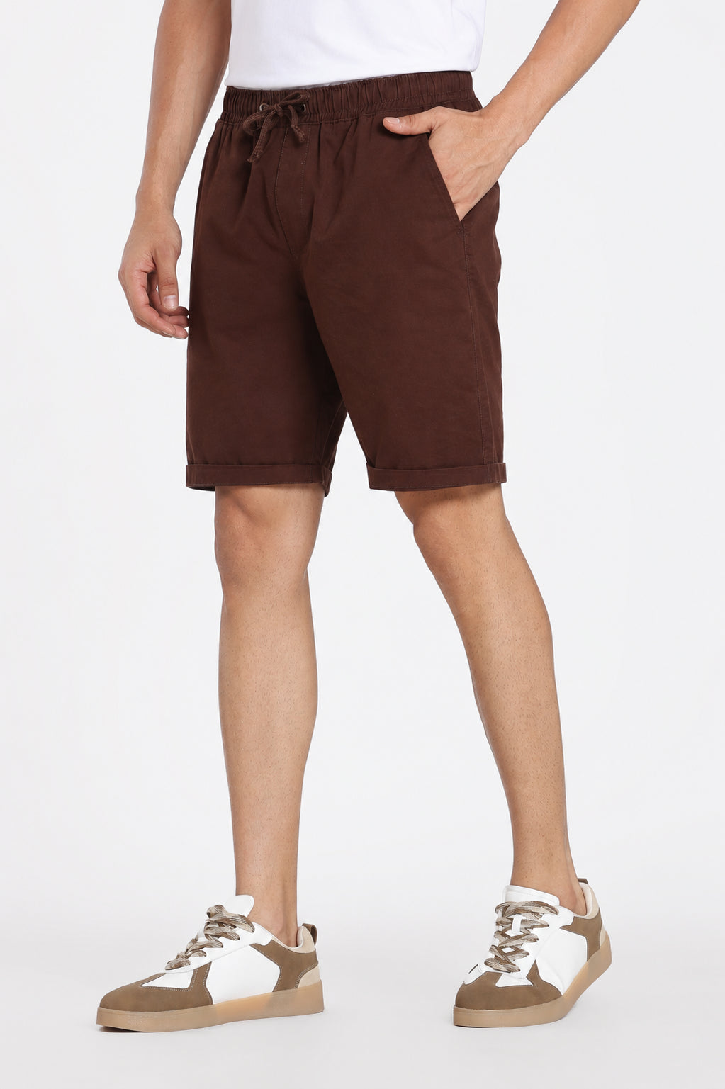 Chocolate 3 Pocketed Regular Fit Shorts For Men - Image 4