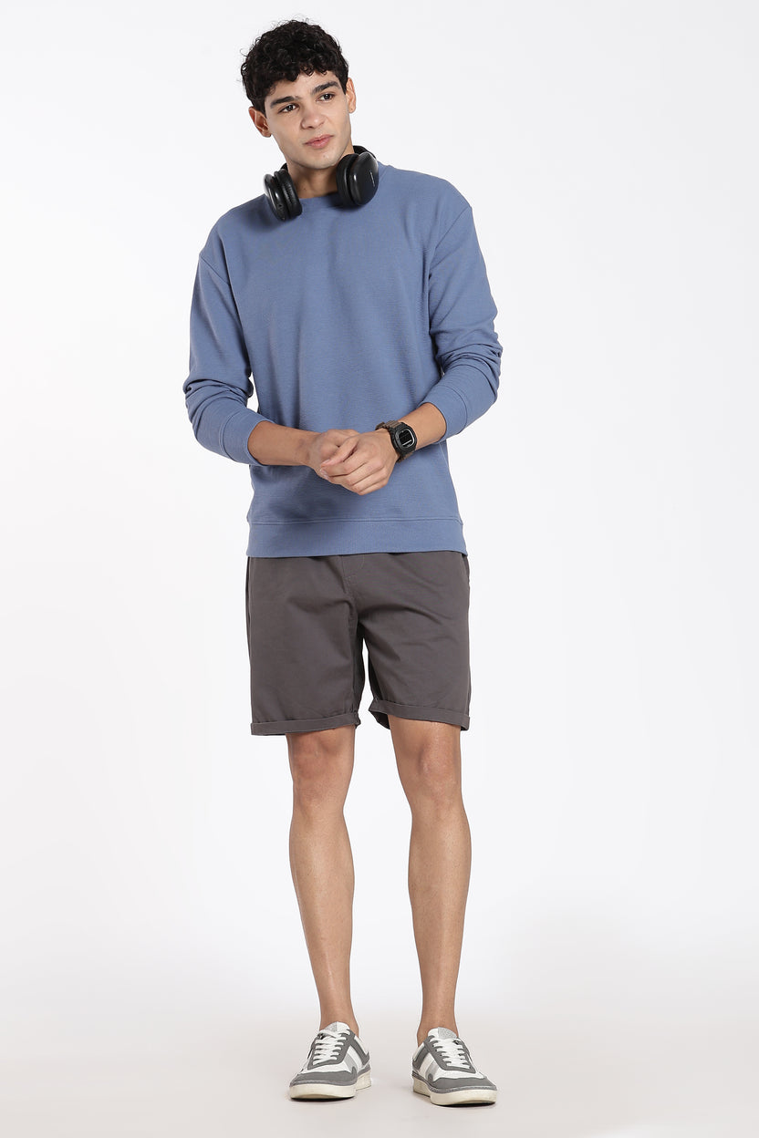 Grey 3 Pocketed Regular Fit Shorts For Men - Image 6