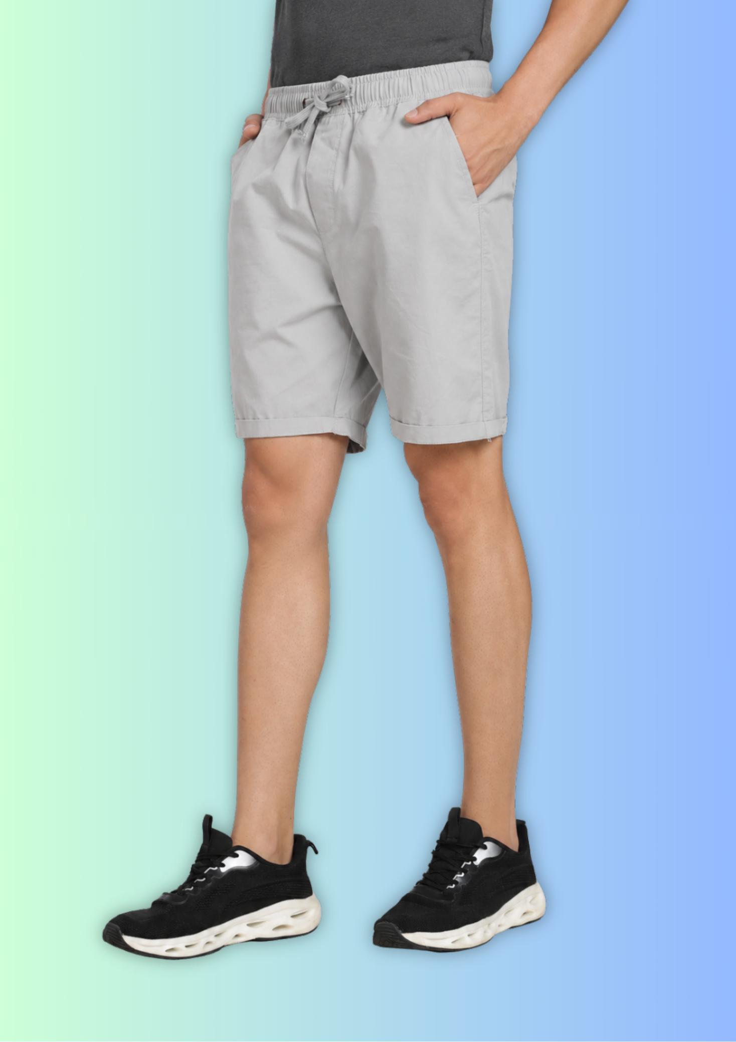Light Grey 3 Pocketed Regular Fit Shorts for Men - Image 1