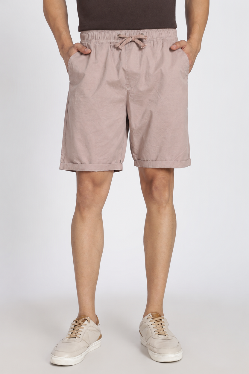 Mauve 3 Pocketed Regular Fit Shorts For Men - Image 2