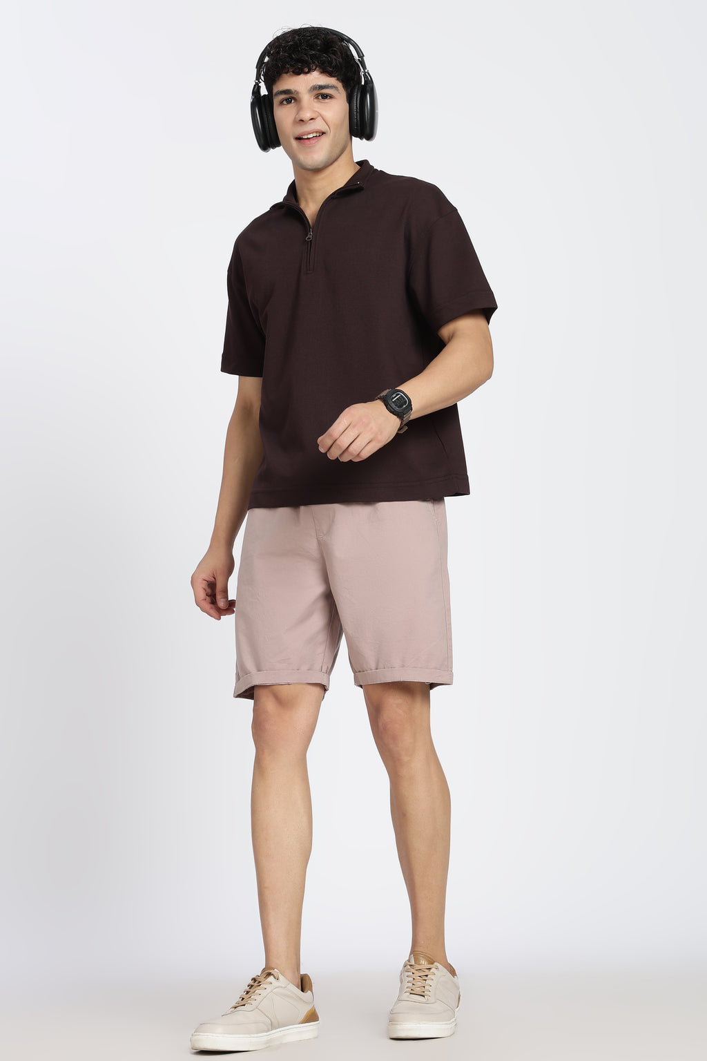 Mauve 3 Pocketed Regular Fit Shorts for Men - Image 6