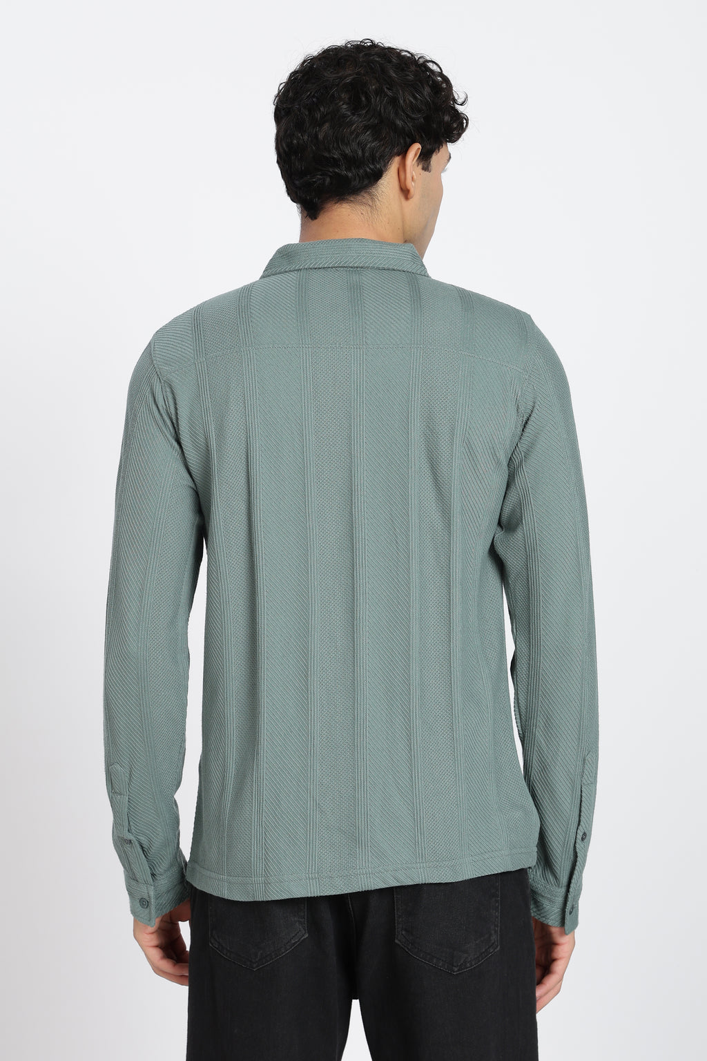 Teal Textured Regular Fit Shirt for Men - Image 5