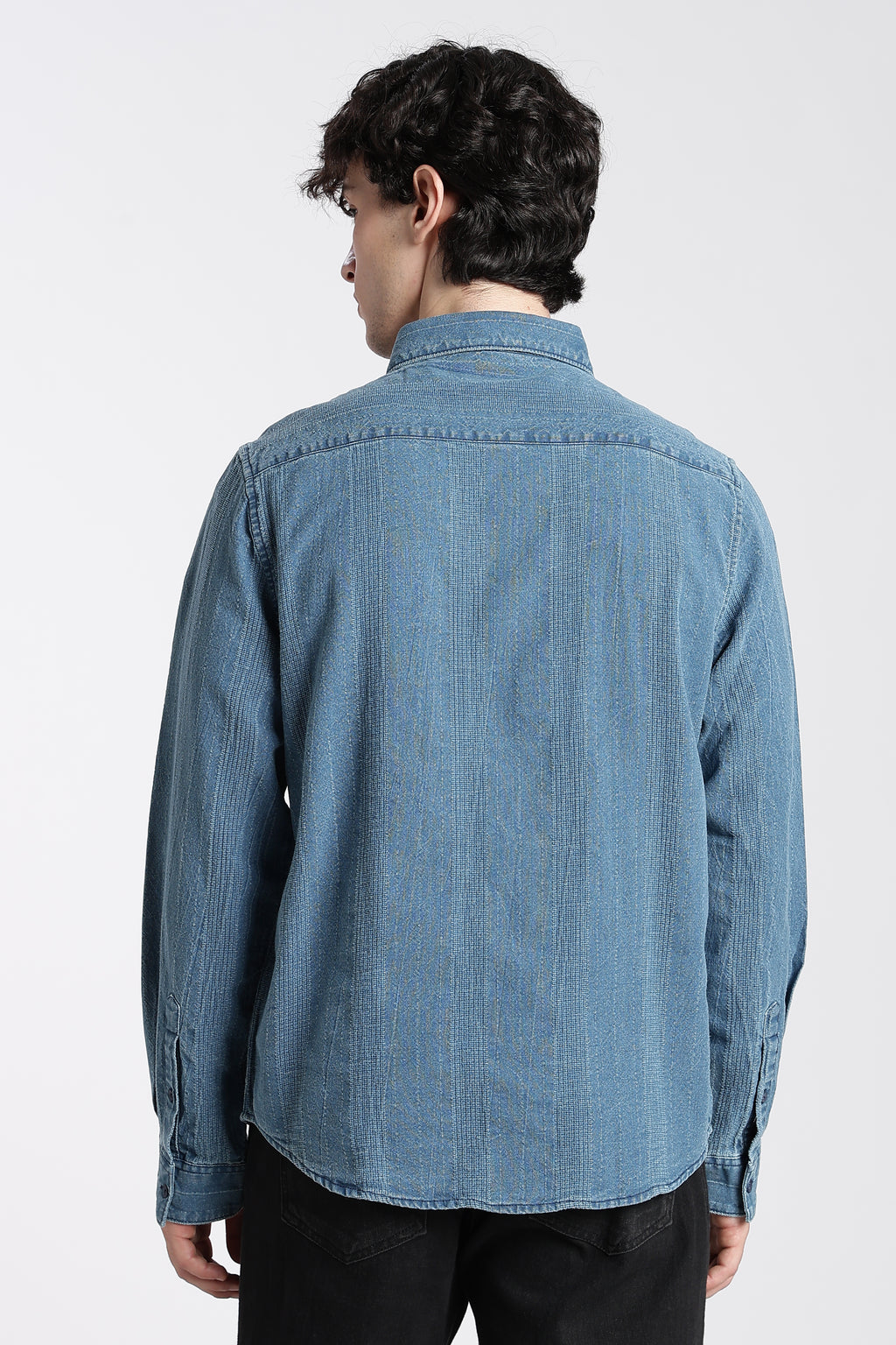 Blue Cotton Regular Fit Shirt For Men - Image 5