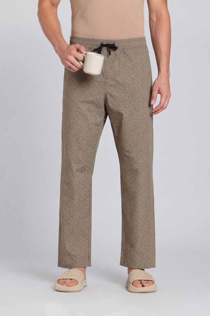 Olive Regular Fit Pyjamas With 2 Pocket for Men - Image 1
