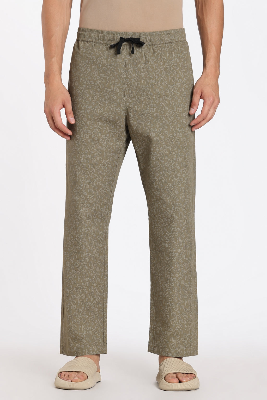 Olive Regular Fit Pyjamas With 2 Pocket for Men - Image 2